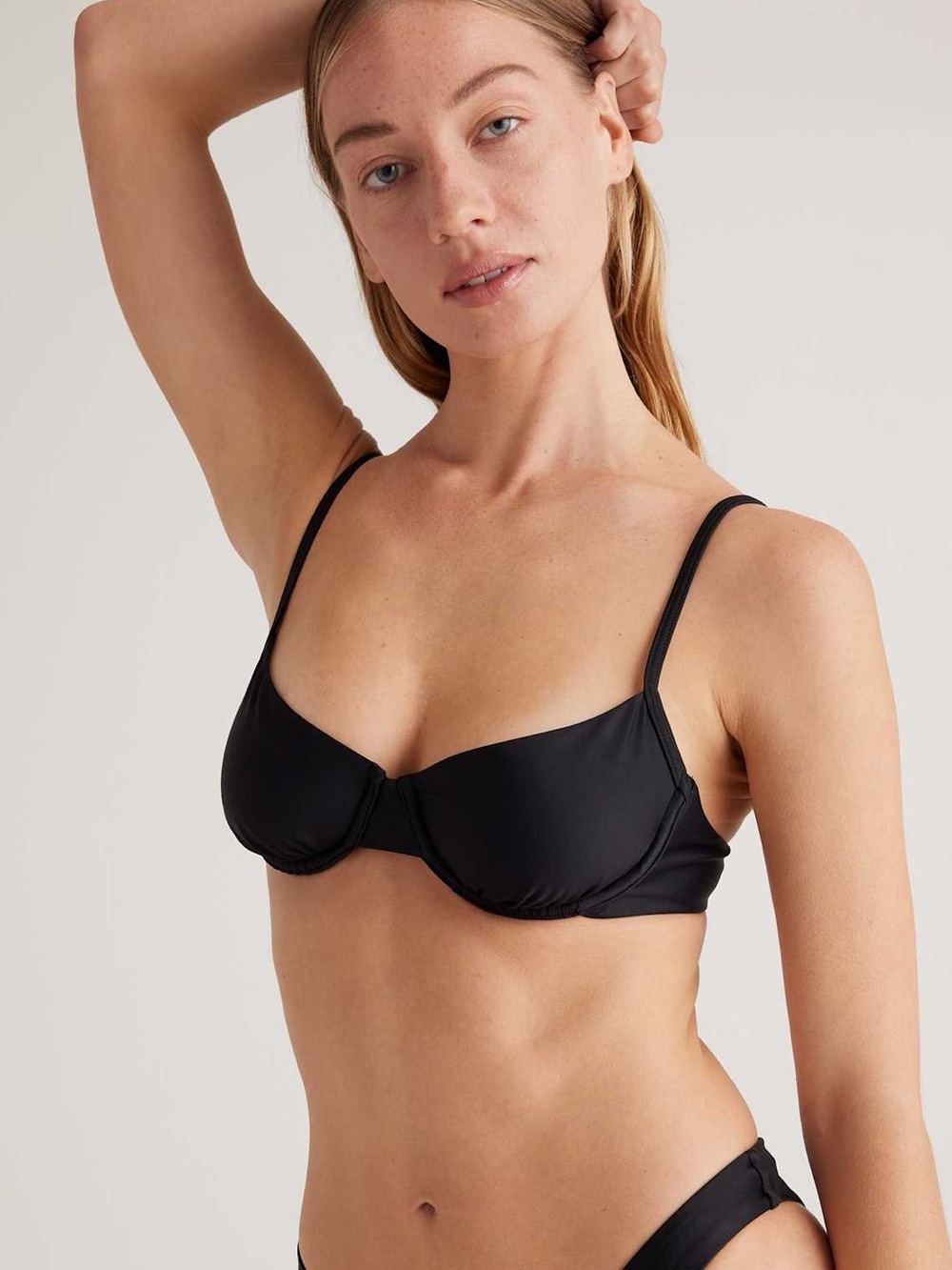 Quince Black Underwire Bikini Top with Thin Straps